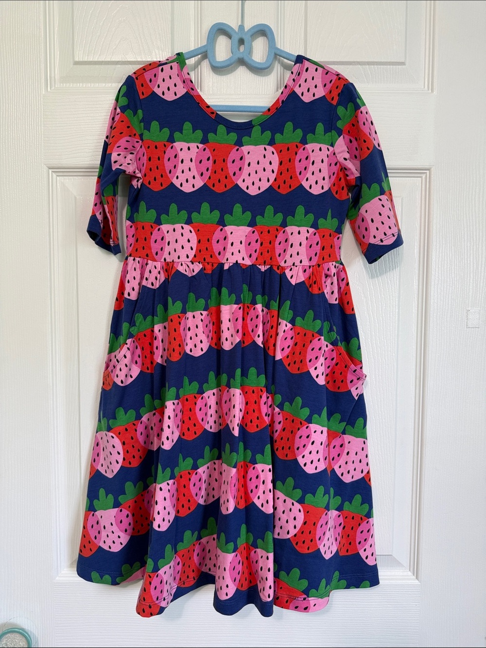 Hanna Andersson Navy Dress with Pink & Red Strawberry Skater Dress